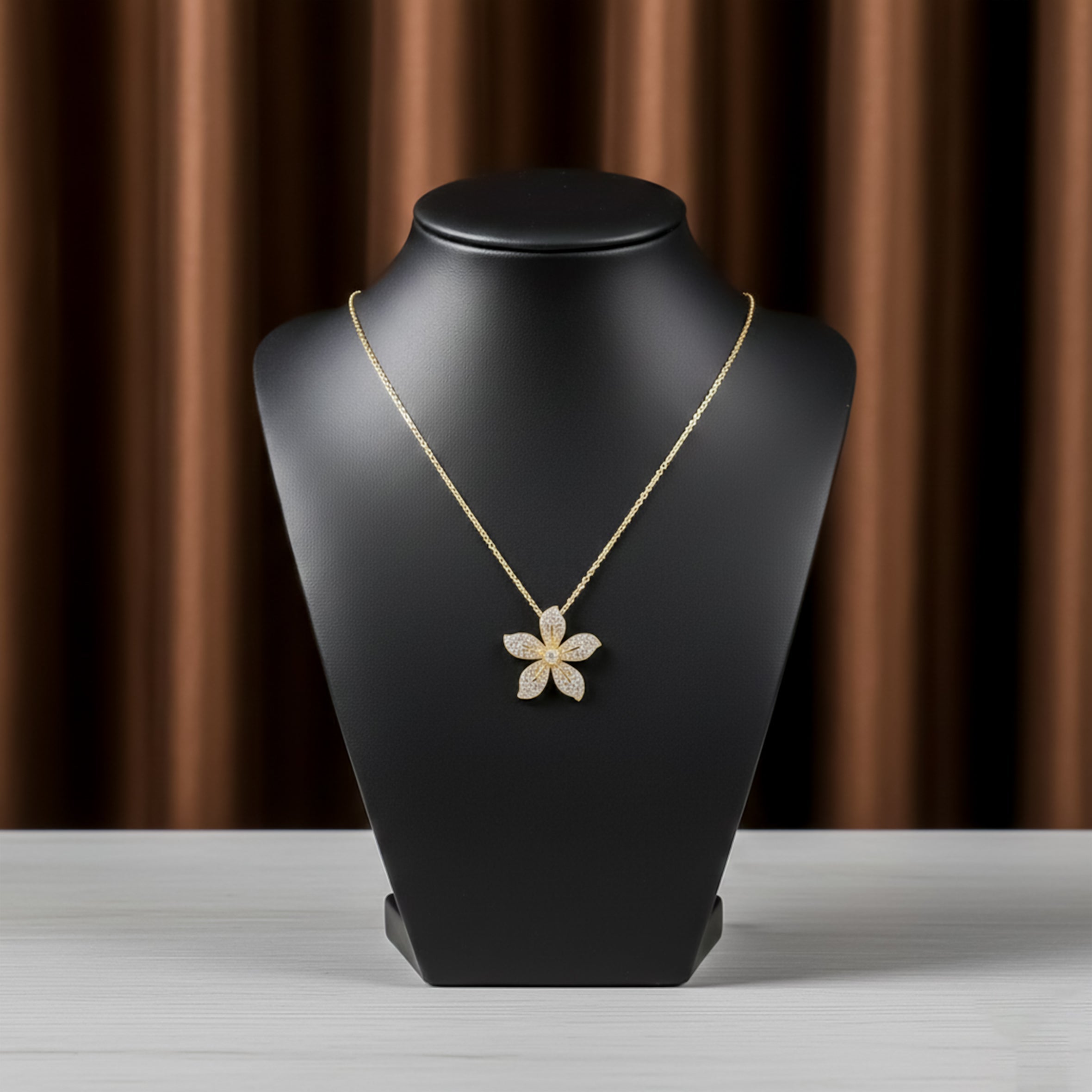 Women Necklace Brilliant Crystal Flower Statement Gold jewellery - Finora Jewels