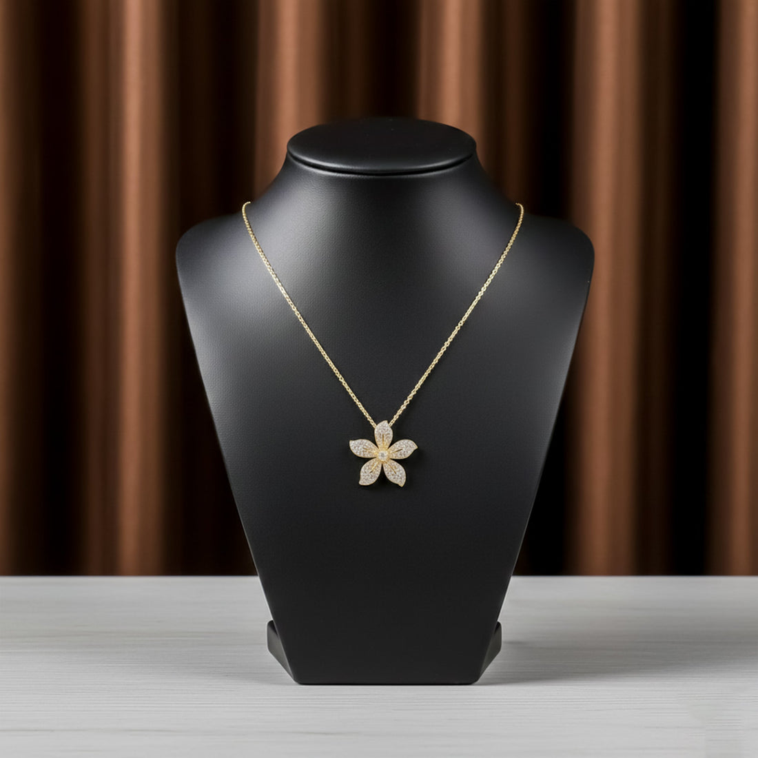 Women Necklace Brilliant Crystal Flower Statement Gold jewellery - Finora Jewels