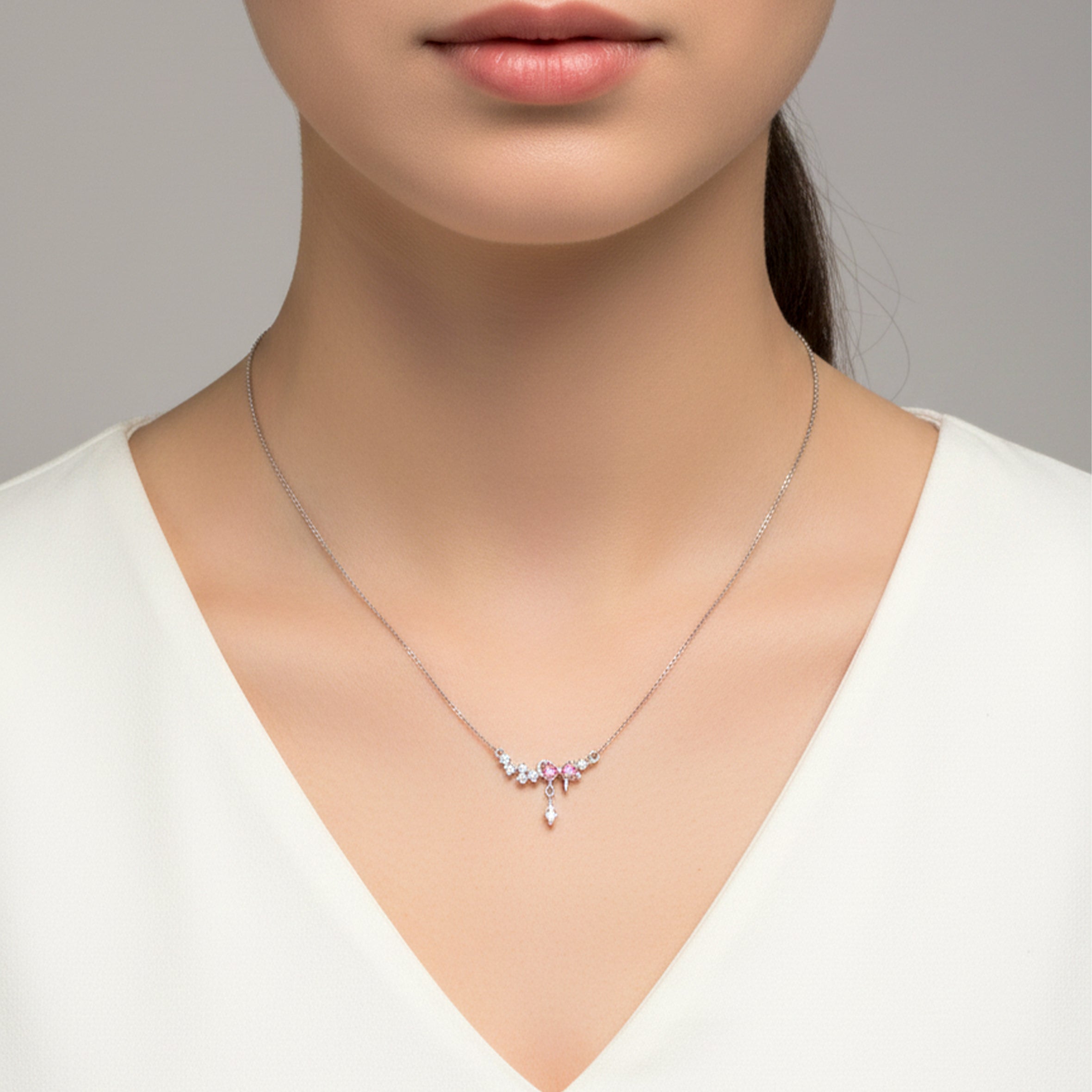 Women Necklace Silver-Tone Dainty Floral Silver jewellery - Finora Jewels