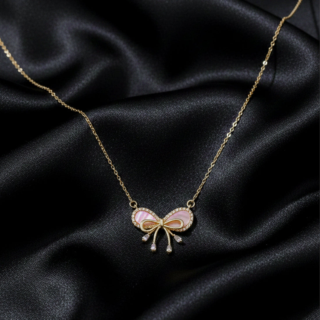 Gold Coquette Bow Necklace for women - Finora Jewels
