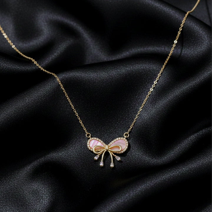 Gold Plated Coquette Bow Necklace