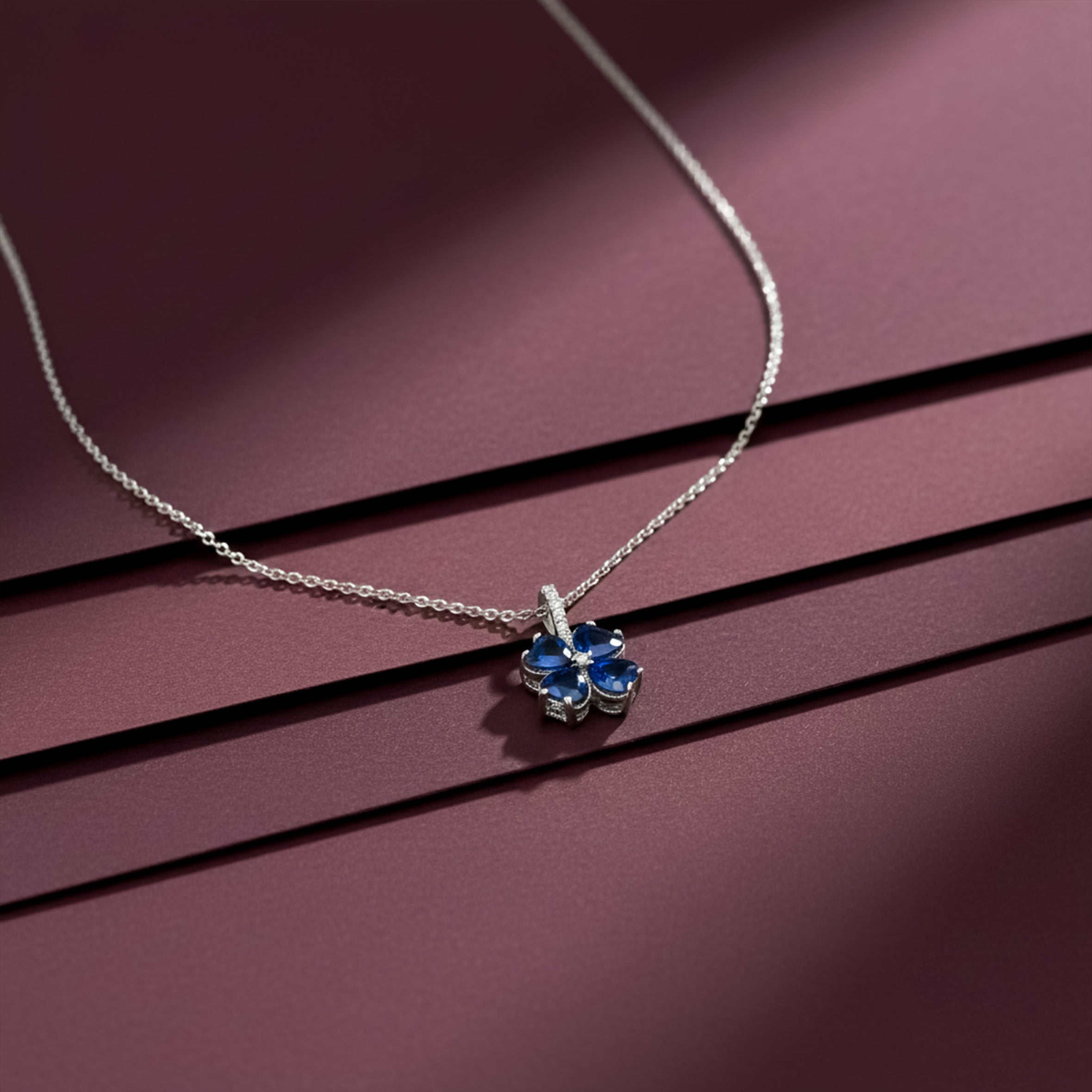 Women Necklace Dainty and Sapphire Blue Silver jewellery - Finora Jewels