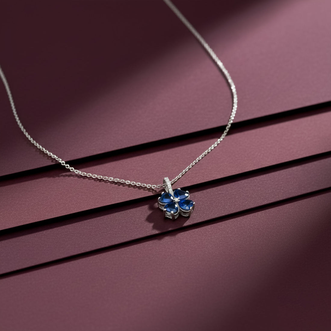 Women Necklace Dainty and Sapphire Blue Silver jewellery - Finora Jewels