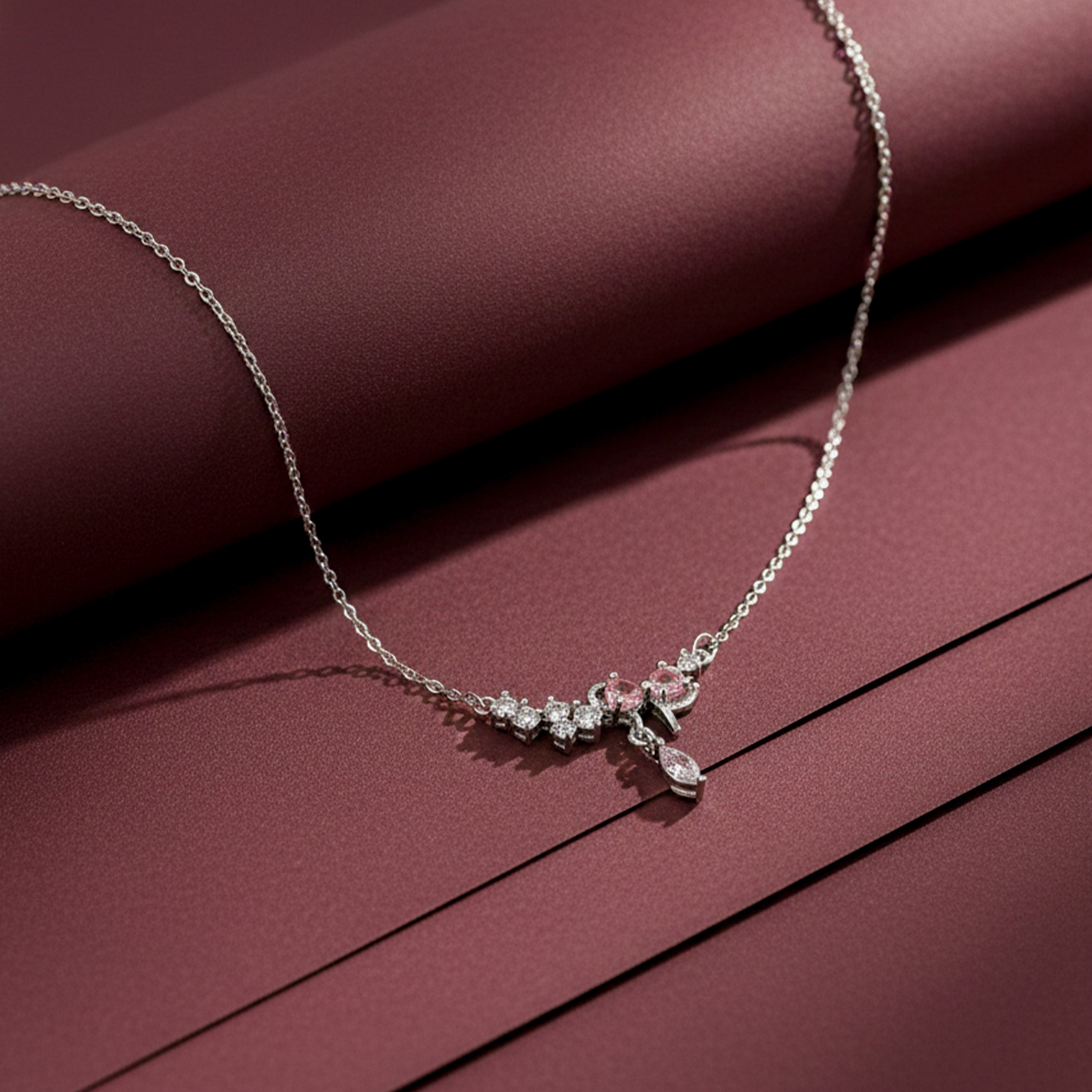 Women Necklace Silver-Tone Dainty Floral Silver jewellery - Finora Jewels