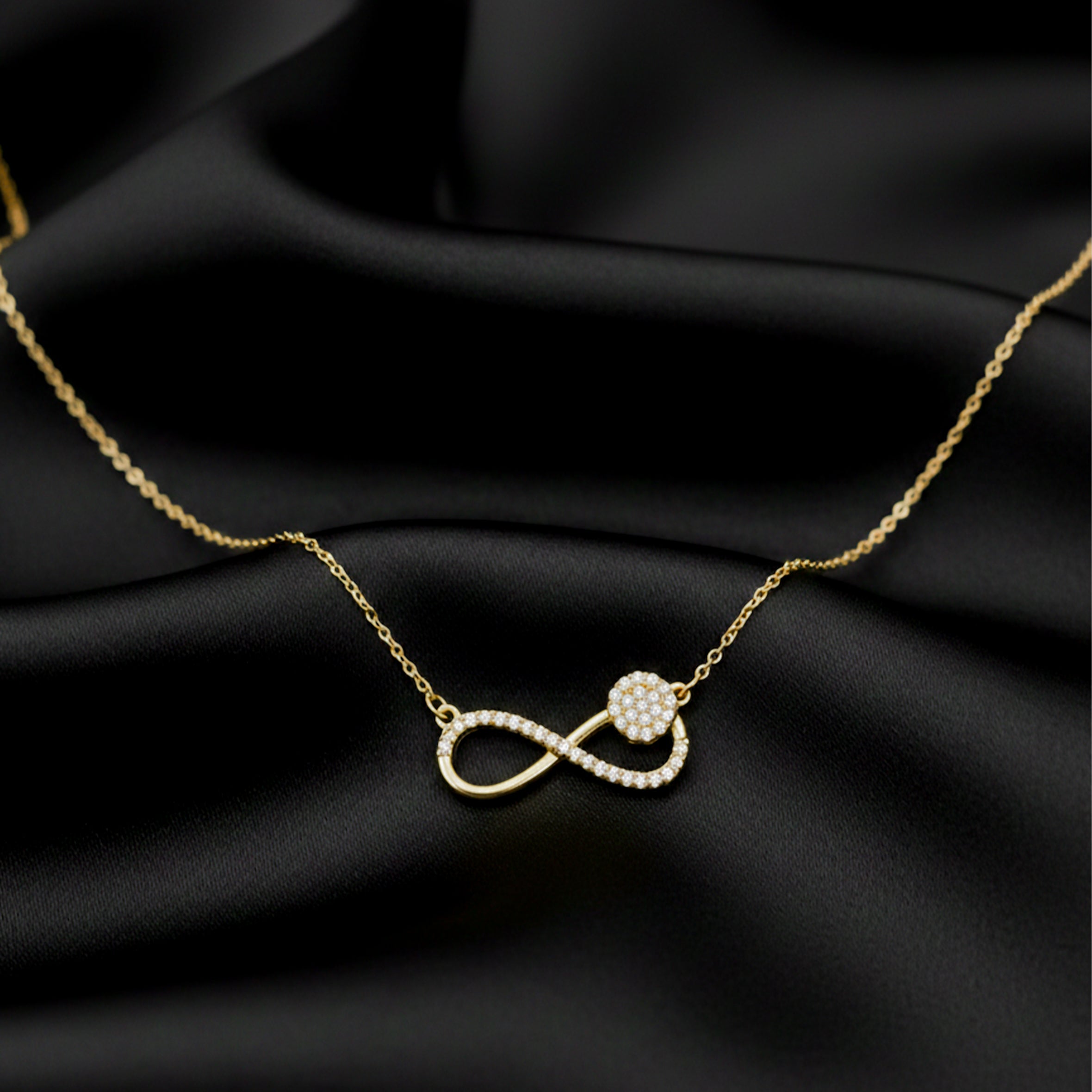 Pave Infinity Floral Necklace for women in Gold - Finora Jewels