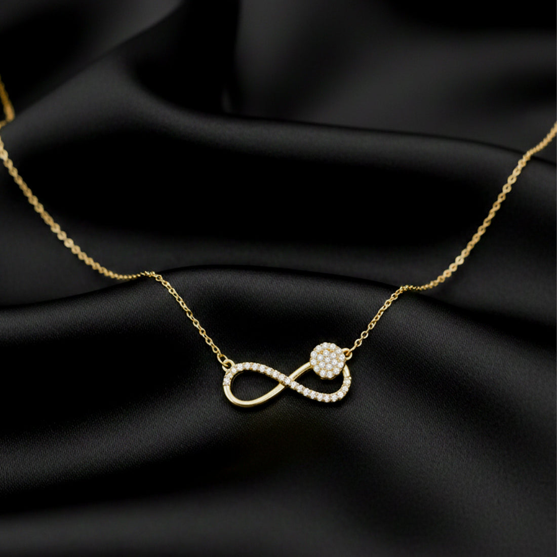 Pave Infinity Floral Necklace for women in Gold - Finora Jewels