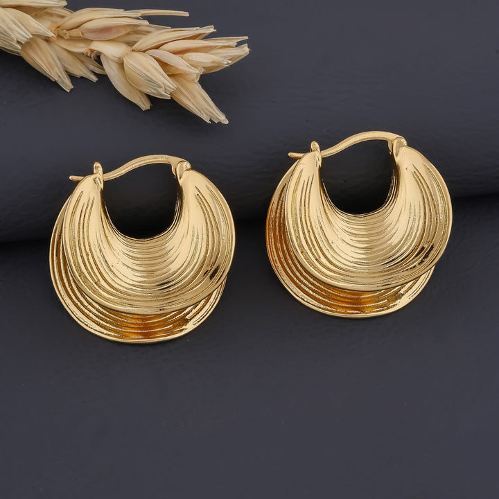 Waves Gold Plated Hoops Earring